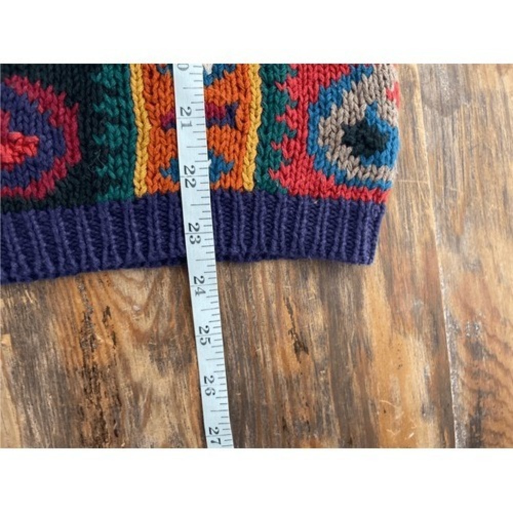 T3 Vintage 90s Knit Sweater Vest Button Front Geometric Abstract Pattern‎ - Picture 4 of 6